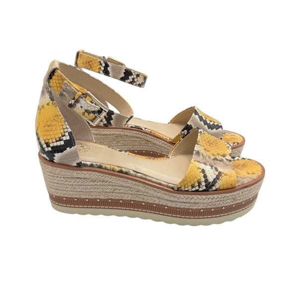 Vince Camuto Meestana Leather Textured Python Snake Platform Espadrille Sandals - Picture 4 of 9